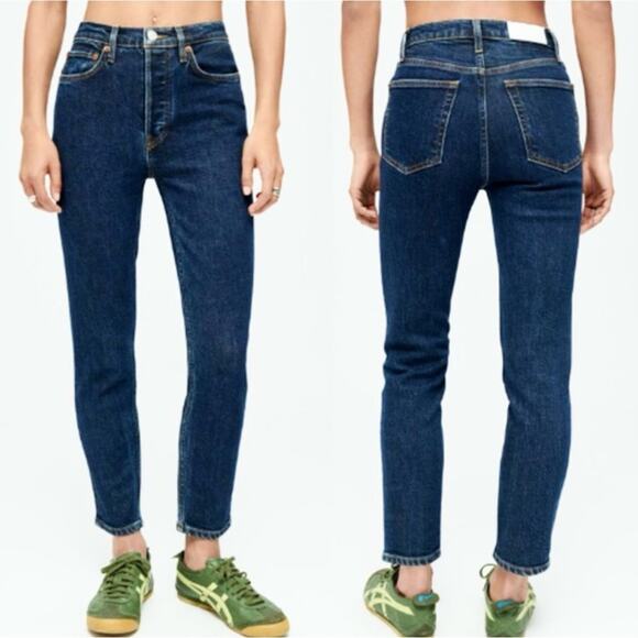 RE/DONE Trendy Blue Denim Jeans Size 26 Cotton Tencel Spandex Blend Stretch - Picture 3 of 13